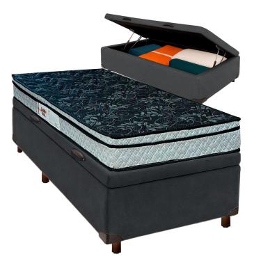 Imagem de Conjunto Cama Box Bau Blindado Solteiro + Colchão D28 Conforto Paropas