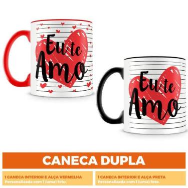 Imagem de Caneca Dupla Eu Te Amo com 2 Fotos Personalizadas - Amo Canecas