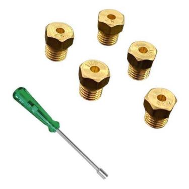 Imagem de Kit 5 Bicos Injetores Converter P Gás Botijão + Chave Canhão - Hidroga