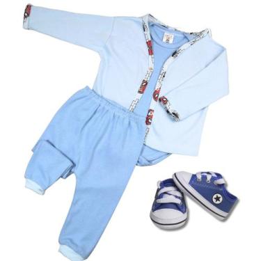 Imagem de Kit Suedine 4 Peças Roupa De Bebe Enxoval Saída Maternidade - Tanran B