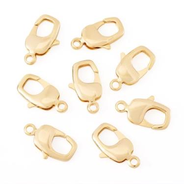 Imagem de 8 peças de fechos de garra de lagosta de latão banhado a ouro 18K para colar faça você mesmo, pulseira, joias, chaveiros, suprimentos (20 x 12 x 4 mm)
