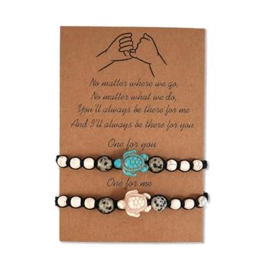 Imagem de 2 pulseiras turquesa tartaruga verão praia artesanal pulseira trançada boêmio joias para mulheres, One Size, Aço inoxidável, Sem Pedra Preciosa