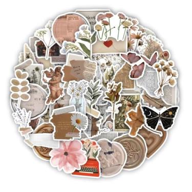 Imagem de 60 adesivos vintage, adesivos estéticos, agenda diária para adultos, suprimentos para scrapbooking para artesanato em papel DIY