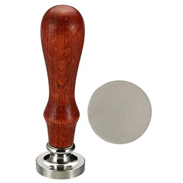 Imagem de Carimbo de lacre de cera em branco redondo, cabeça de latão removível sem alça de madeira retrô para convite de envelopes, embalagem de vinho, embalagem de presente, prata