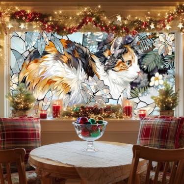 Imagem de HOMETITUTE Película para janela de gato, decalque decorativo, adesivo removível, divisória, mural, para sala de estar, quarto, escritório, loja, porta, parede, para amantes de animais de estimação