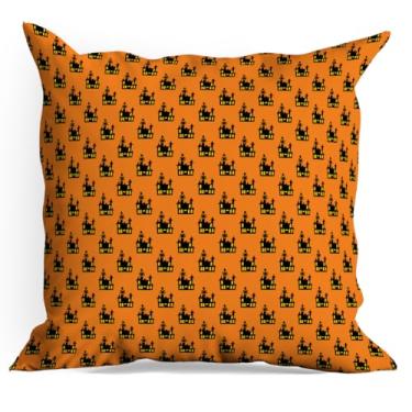 Imagem de Capas de almofada com várias decorações de Halloween, pacote com 18 x 18, capas de almofada para sala de estar, casa de fazenda, quarto, sofá-cama, decoração de assento de carro, almofadas estéticas