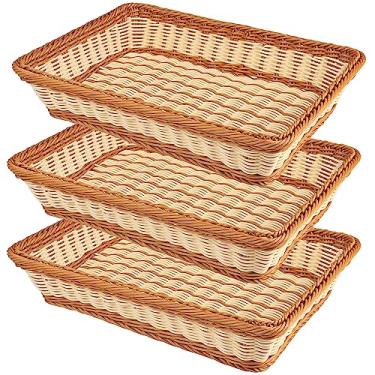 Imagem de 3 cestas de pão de vime de 40,6 cm, cesta de servir de tecido, cesta de comida de mesa para restaurante, padaria, festa de família, servir em hotéis, frutas, legumes e lanches, por GNIEMCKIN