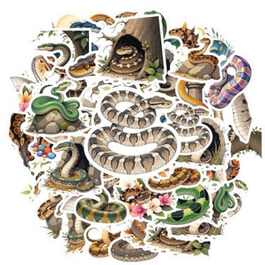 Imagem de 35 peças de adesivos de répteis à prova d'água com ilustração de serpente de brinquedo inspirados na natureza para laptop, motocicleta, bagagem, telefone, notebook, bagagem, copo de celular