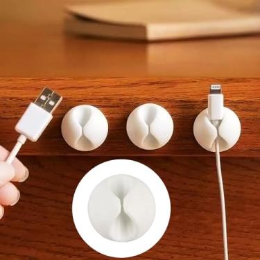 Imagem de 3 peças de clipes de cabo para gerenciamento de fios de mesa, cabos de carregamento USB, escritório, casa, mesa de cabeceira, organização
