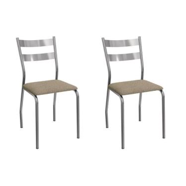 Imagem de Cadeira Sala De Jantar Bali 2c141cr Aço Kit 2 Un Cromado-boucle Bege Fendi - Kappesberg