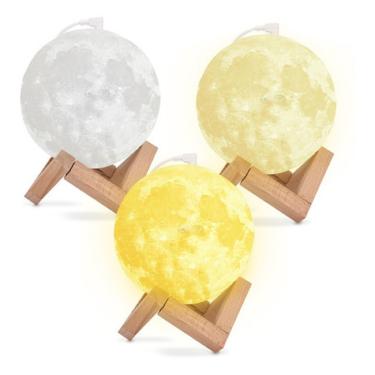 Imagem de LUMINÁRIA UMIDIFICADOR AROMATIZADOR ABAJUR MESA LED LUA 3D