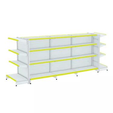 Imagem de Gondola Centro 137 Fit Ate 3 Metros 2 Ponta Branco 32b Pe Amarelo - AM