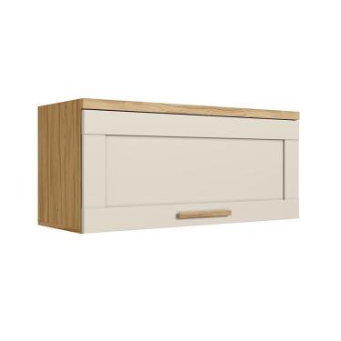 Imagem de Armário Aéreo De Cozinha 80cm 1 Porta Basculante 100% Mdf Espresso Móveis Estônia Amêndoa-off White