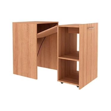 Imagem de Mesa Multiuso Escritório Retrátil ME4170 c/ 2 Nichos Amêndoa - Tecno Mobili