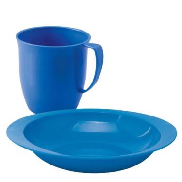 Imagem de Conjunto infantil caneca e prato azul Plasutil