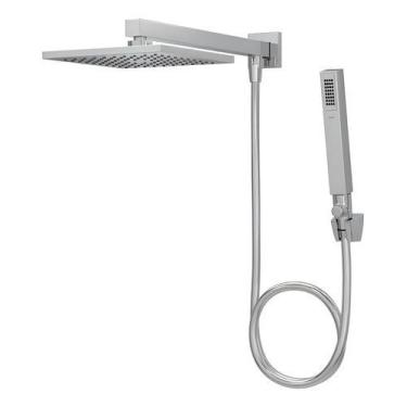 Imagem de Chuveiro Quadrado de Parede 20cm Com Tubo e Desviador Cromado - Deca