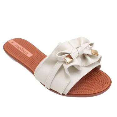 Imagem de Chinelo Rasteira Feminina Slide Laço Moleca 5297.446 - Branco Off - 34