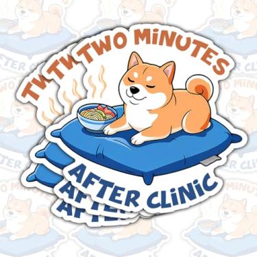 Imagem de (3 peças) Adesivo Two Minutes After Clinic Funny Shiba Inu Vet Life Quote Decal – Adesivo de vinil meme de cachorro fofo para laptop, garrafa de água, caderno, presente para enfermeiros e estudantes
