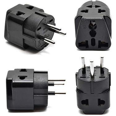 Imagem de OREI Plugue adaptador de viagem 2 em 1 EUA para Israel (tipo H) - pacote com 4, preto