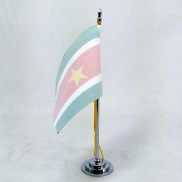 Imagem de Mini Bandeira De Mesa Suriname 15 Cm (mastro)poliéster