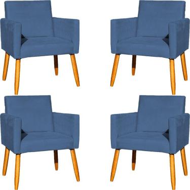 Imagem de Kit 4 Poltronas Para Recepção Nina Suede Cores Pé Palito 30cm Castanho - Suede