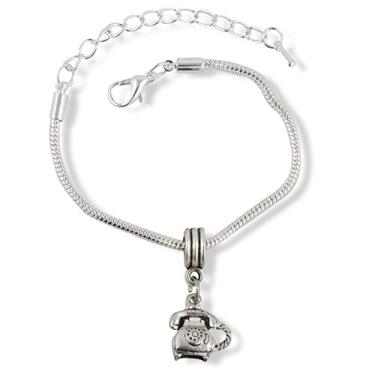 Imagem de Emerald Park Jewelry Telefone (estilo antigo giratório com suporte para orelha e boca) Pulseira com pingente de corrente de cobra