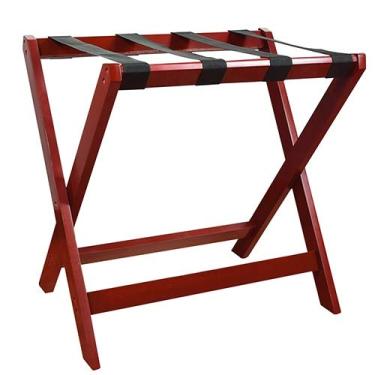 Imagem de Bagageiro Suporte de mala Prateleiras domésticas dobráveis quartos de hotel roupas de madeira maciça armários de chão fáceis de instalar, 4 cores, 3 tamanhos (cor: branco, tamanho: 60 x 45 x 60 cm) (B