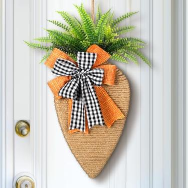 Imagem de Dingion Guirlanda de páscoa para porta da frente, guirlanda de páscoa, cabide artificial de madeira, grinaldas de parede, flores cristãs, sinais, decoração de porta para casa, varanda, primavera, casa