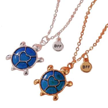 Imagem de COLORFUL BLING Lindo colar de borboleta gato tartaruga que muda de humor para mulheres, emoção, sensação de temperatura, animais com pingente, colar com cartão para casais, joias de amizade, presentes
