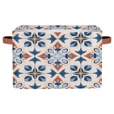 Imagem de Cestas de armazenamento pequenas, boêmias, étnicas, mexicanas, retrô, com alças, caixas de armazenamento de brinquedos de tecido dobráveis para berçário, sala de estar, quarto, prateleiras, roupas