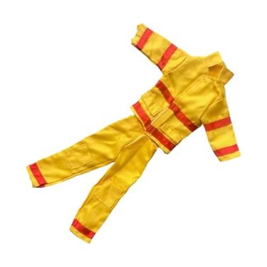 Imagem de Dynwave Roupa para boneco de ação em escala 1:6, uniforme de bombeiro, jaqueta e calça em miniatura para bonecos masculinos de 30 cm.