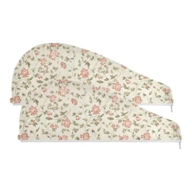 Imagem de SEHANY Toalha de cabelo de microfibra Elegant Roses para mulheres, 2 peças, turbantes de cabelo de secagem rápida com botão, touca de cabelo seco absorvente toalha de secagem de cabelo para cabelos