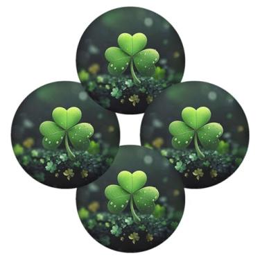 Imagem de ATTX Jogo americano redondo trevo verde para mesa de jantar, jogo americano de decoração do dia de São Patrício, tapetes para mesa de cozinha para 4#44