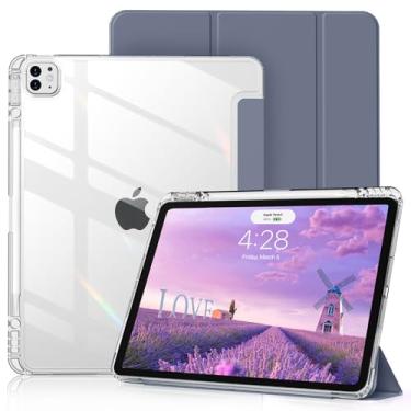Imagem de Capa transparente para iPad Pro de 12,9 polegadas 6ª/5ª/4ª/3ª geração com suporte para lápis [suporta carregamento de lápis] despertar/hibernar automaticamente, leve, à prova de choque, suporte de