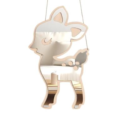 Imagem de Pursuestar Espelho de plástico de madeira para parede - Segurança infantil, acrílico, não vidro e inquebrável - Espelho pendurado de coelho para crianças, meninos, meninas, sala de jogos, quarto