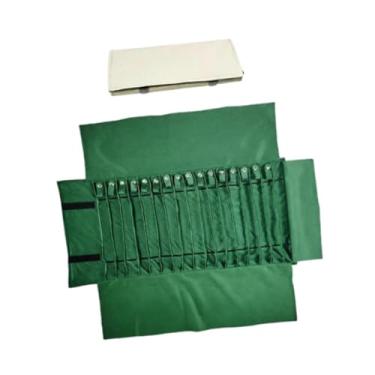 Imagem de MotiveTech Bolsa organizadora de joias em formato de rolo, estojo de viagem para joias, expositor para feiras e eventos, Verde