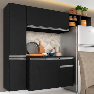 Imagem de Armário De Cozinha 4 Peças Diana Preto - Móveis Arapongas Preto Fosco