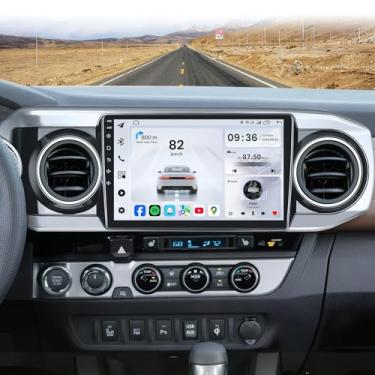 Imagem de [4 GB de RAM + 64 GB de ROM] Rádio automotivo para Toyota Tacoma 2016-2021, tela sensível ao toque de 10 polegadas, 1280 x 800, unidade de cabeça Android com 13 cabeças, estéreo, sem fio, CarPlay