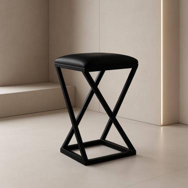 Imagem de Banqueta Z 80 cm Banco Cozinha Corino Bistrô Ferro Balcão