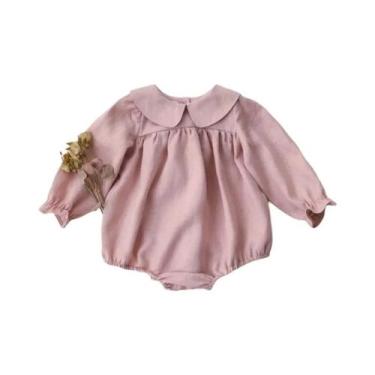 Imagem de Criança menina vintage manga longa roupas bebê menina linho algodão ma