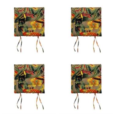 Imagem de Kit 4 Almofadas Futon para Cadeira 40x40 cm Confortáveis e Decorativas - Assento Macio para Sala e Cozinha (Color 4)