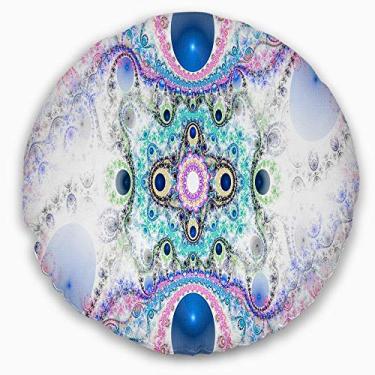 Imagem de Design crítico azul fractal padrão abstrato sala de estar redonda, sofá, almofada de alta qualidade + capa de almofada impressa em ambos os lados 40 cm