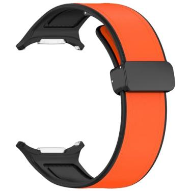 Imagem de ORKDFJ Pulseira de couro de silicone para Samsung Watch 7 Ultra, fivela magnética, esportiva, pulseira de relógio de laço macio para Galaxy Watch 7 de 47 mm (laranja)
