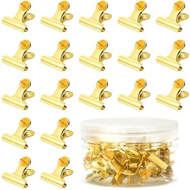 Imagem de SANNIX 20 clipes de metal de 22 mm para quadros de avisos, clipes dourados resistentes com pinos para decorações de quadro de cortiça, fotos, artesanato, calendários, obras de arte para escola