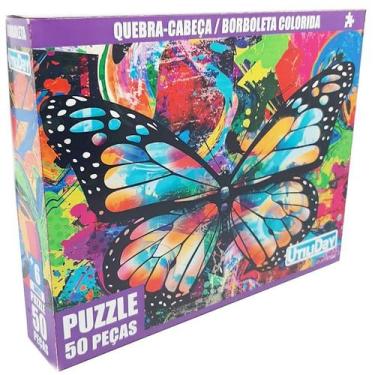 Imagem de Brinquedo quebra cabeça borboleta colorida 50 peças infantil - UTILIDA