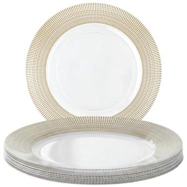 Imagem de Wedding Venue Shop Plastic Charger Plates - 13" | Clear, Gold Textured | Extra Large - 4 Count(Pack of 1)