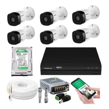 Imagem de Kit 6 Câmeras Multi Hd 1120b Dvr Intelbras 8 Canais Com Hd