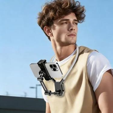 Imagem de Suporte de telefone de pescoço – Suporte de telefone POV ajustável para vlogging, culinária, viagens e exercícios