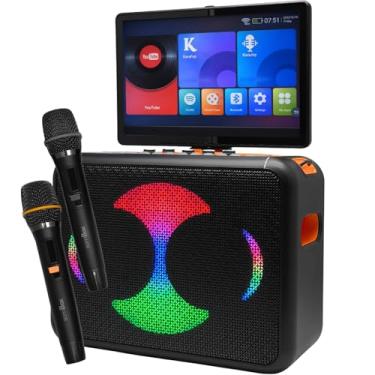 Imagem de Karaokê Portátil com Tela Touch Full HD 14.1", 2 Microfones sem Fio, Alça de Transporte, Sistema Android, 160W RMS, Bluetooth 5.0, Bateria 26400mAh