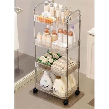 Imagem de Estante Carrinho 4 Prateleiras com Rodinhas – Organizador Multiuso para Cozinha, Banheiro, Quarto e Armazenamento de Objetos(Quatro camadas: 32x20,8x88cm)